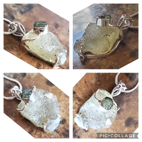 Genuine Libyan Desert Glass & Czech Moldavite Pendant (both tektites) - Picture 3 of 6